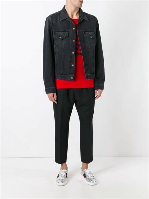 gucci jean jacket black|genuine gucci denim jacket.